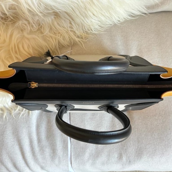 Celine Mini Luggage Shopper Tote in Mustard/Black/Grey color block - Picture 3 of 11